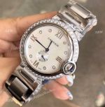  Fake Cartier Diamond Bezel White Dial Women Watch